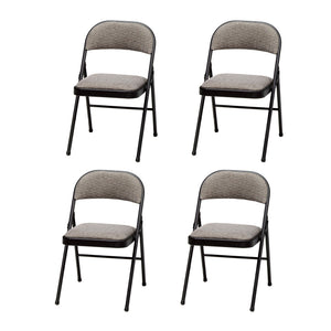 MECO Sudden Comfort Deluxe Metal Fabric Padded Folding Chair Set, Black (4 Pack)
