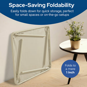 MECO Sudden Comfort 34 x 34 Inch Square Metal Folding Dining Card Table, Buff