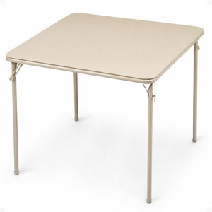 MECO Sudden Comfort 34 x 34 Inch Square Metal Folding Dining Card Table, Buff