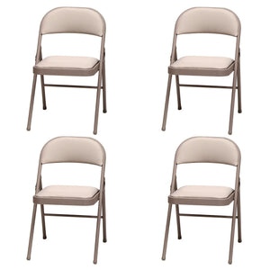 MECO Sudden Comfort Deluxe Metal Fabric Padded Folding Chair, Sand Tan (4 Pack)