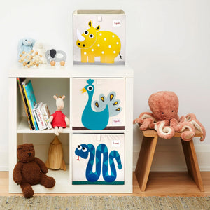 3 Sprouts Kids Childrens Foldable Fabric Storage Cube Bin Box, Blue Snake - TRAPSKI