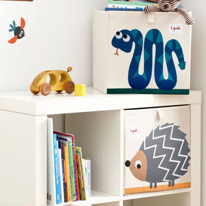3 Sprouts Kids Childrens Foldable Fabric Storage Cube Bin Box, Blue Snake - TRAPSKI