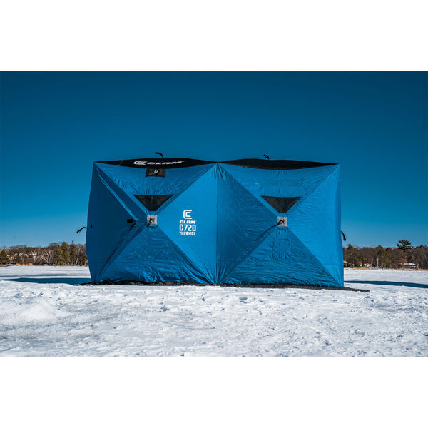 CLAM Portable 6 x 12 Ft C-720 Pop Up Ice Fishing Thermal Hub Shelter Tent