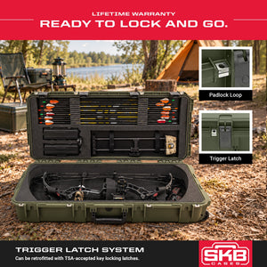 SKB Cases 3614 Hard Plastic Exterior Parallel Limb Bow Crossbow Case, Green
