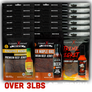 Elijah’s Xtreme Beef Jerky Bulk Trio - 6 bags of Each Flavor, 18 bags total (3lbs)