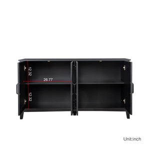 Cabinet With 4 Doors and 4 Open Shelves Freestanding Sideboard