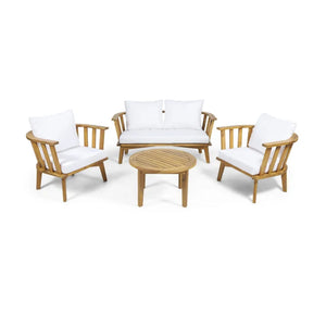 Patio Furniture Set, Outdoor Acacia Wood Patio Club Chair With Table