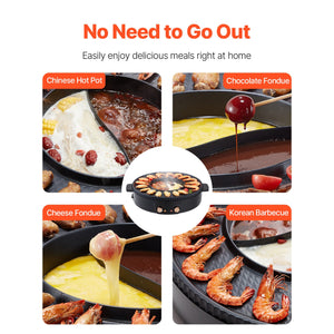 Hot Pot with Grill 1800W 2-in-1 Electric Smokeless Grill Hot Pot for 2-8 People