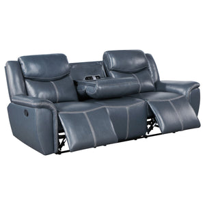 Stanwicke - Motion Reclining Sofa With Drop Down Table - Blue