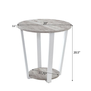 Elysian - Contemporary Round End Table With Shelf - Gray