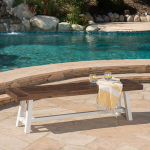 Tranquilizer Outdoor Acacia Wood Bench With Slat Panel Design
