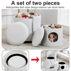 Barrel Chair With Built In Storage, 360° Swivel - Beige