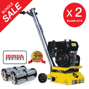 8” Gas Concrete Scarifier Planer Grinder with 5.5 HP Honda Engine Blade Bundle - TRAPSKI