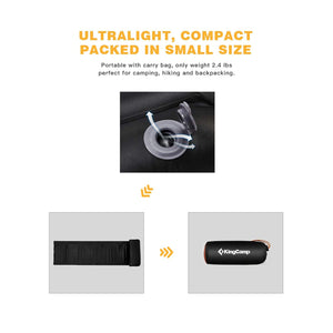 KingCamp 74.8 x 24.8 Inch Outdoor Waterproof Inflatable Sleeping Pad, Black