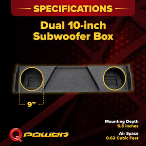 QPower Dual 12" Sub Box for Chevy Silverado XCab, GMC Sierra XCab 07-13, Q-Bomb