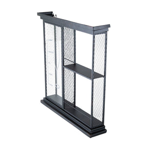 Floating Wine Bar Shelf With Glass Holder And Display Shelves - Black