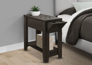 Accent Side Table with Storage and Built-In Lamp