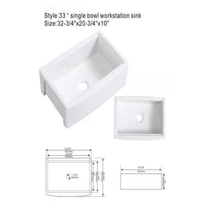Classic Ceramic Farmhouse Sink Workstation Single Bowl With Durable Finish
