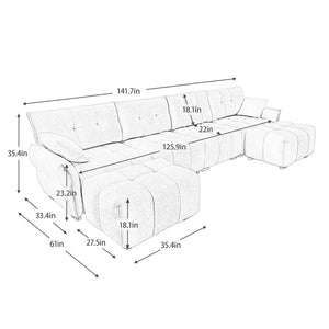 4-Seater Sofa Set with 2 Ottomans