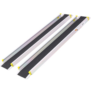 Premium Adjustable Telescoping Wheelchair Track Ramps Aluminium - Silver