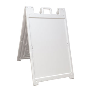 Plasticade Deluxe Signicade Portable Folding Double Sided Sign Stand, White