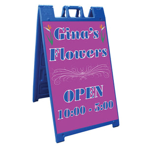 Plasticade Signicade Portable Folding Sidewalk Double Sided Sign Stand, Blue - TRAPSKI