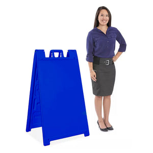 Plasticade Signicade Portable Folding Sidewalk Double Sided Sign Stand, Blue - TRAPSKI