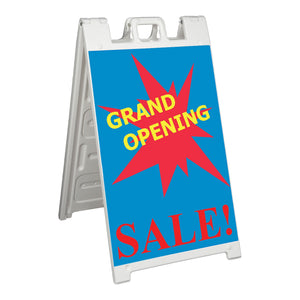 Plasticade Deluxe Signicade Portable Folding Double Sided Sign Stand, White