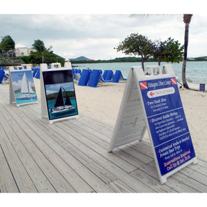 Plasticade Signicade Portable Folding Sidewalk Double Sided Sign Stand, White