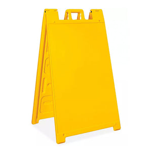 Plasticade 130-Y Signicade A Frame Plain Portable Folding Sidewalk Sign, Yellow - TRAPSKI