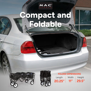 Mac Sports Xtender 52" Extra Long Collapsible Utility Storage Wagon Cart, Black