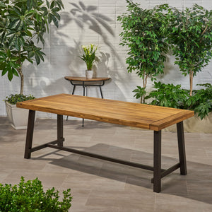 Equilibrium Outdoor Dining Table with Wooden Frame and Slat Top
