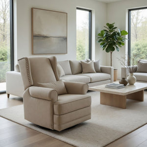 Extra Wide Swivel Recliner Glider Chair With Footrest