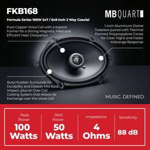Maxxsonics FKB168 MB Quart Formula 5x7/6x8 Inch 2 Way Coaxial Speakers (4 Pack)