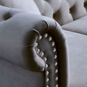 Chesterfield Sofa With Rolled Arms And Nailhead Trim