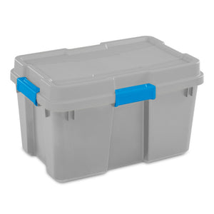 Sterilite 30 Gal Gasket Tote Heavy Duty Stackable Storage Bin with Lid, 6 Pack
