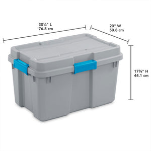 Sterilite 30 Gal Gasket Tote Heavy Duty Stackable Storage Bin with Lid, 6 Pack
