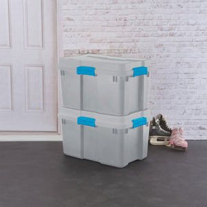 Sterilite 30 Gal Gasket Tote Heavy Duty Stackable Storage Bin with Lid, 6 Pack