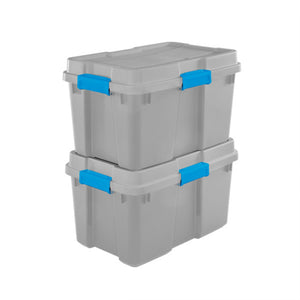 Sterilite 30 Gal Gasket Tote Heavy Duty Stackable Storage Bin with Lid, 3 Pack