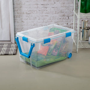 Sterilite 120Qt Clear Plastic Wheeled Storage Bin w/ Gasket Latch Lid, (6 Pack)