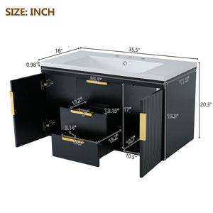 Wall Mounted Bathroom Vanity With Sink and Floating Storage Cabinet