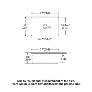 Rectangular Deep Single Bowl Kitchen Sink With Dual Mount Installation