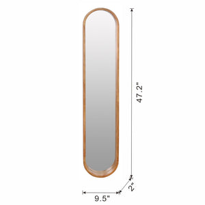 Decorative Rubber Frame Mirror With Elongated Oval Frame - Brown