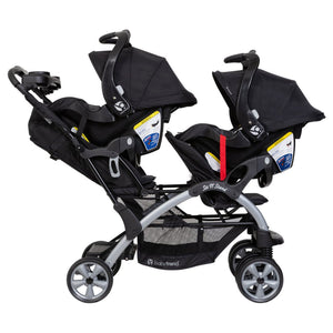 Baby Trend Sit N' Stand Easy Fold Travel Toddler & Baby Double Stroller, Khaki