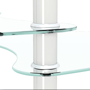 Transparent Oval Glass Coffee Table, Modern Table In Living Room Oak Wood Leg Tea Table 3-Layer Glass Table
