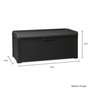 Toomax Santorini Plus Patio Deck Storage Box Bench, 145 Gallon (Anthracite)