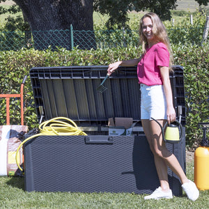 Toomax Santorini Plus Patio Deck Storage Box Bench, 145 Gallon (Anthracite)