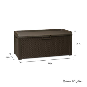 Toomax Santorini Plus Deck Outdoor Storage Chest Box Bench, 145 Gallon (Brown)