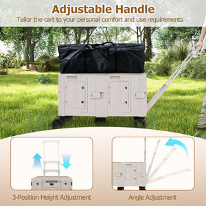 Large Foldable Utility Cart with 2-Tier Storage Crates and Telescoping Handle