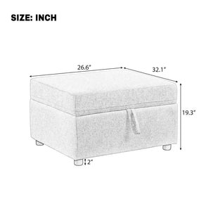 Movable Storage Ottoman Footrest For Living Room